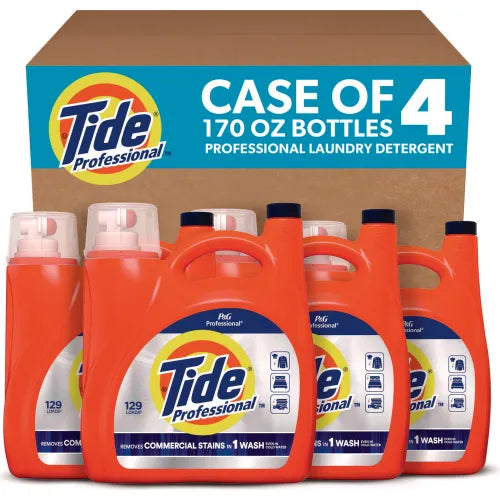 Tide® Professional Commercial HE Laundry Detergent, Unscented, 170 oz. Pour Bottle, 4/Case