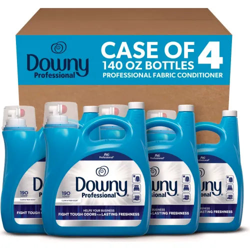 Downy® Professional Commercial Fabric Softener, Clean & Fresh Scent, 140 oz Pour Bottle, 4/Case